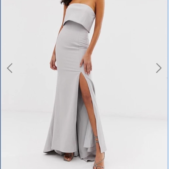 chinese dress ladies Lyvoria Lemon Bandeau Maxi Dress With Mesh-Detail And Scarf  Club L London